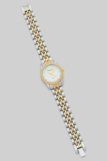 Lavish Ladies Round Face Watch With Pave Numbers