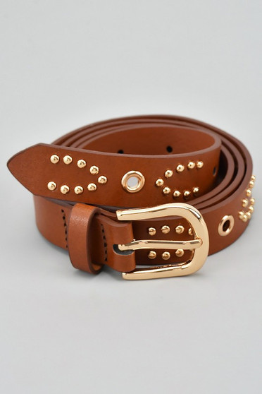 Studded Thin Faux Leather Belt