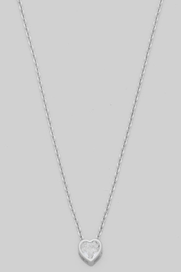 Delicate Heart Solitaire Cz Pendant Necklace