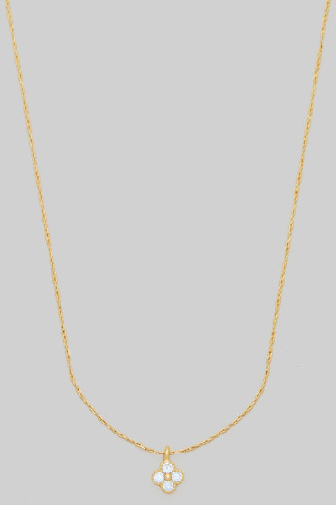 Delicate Clover Solitaire Cz Pendant Necklace