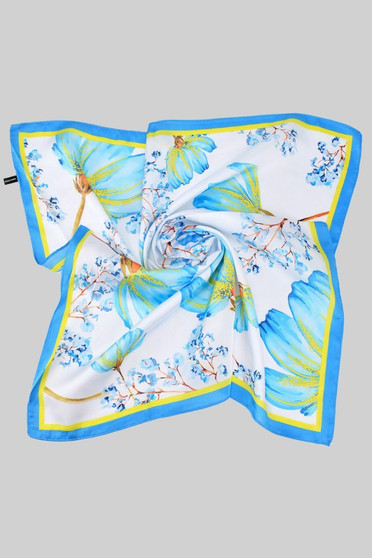 Beautiful Flower Print Silky Square Scarf