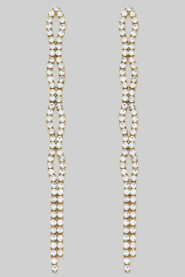 Wavy Rhinestone Pave Drop Earrings