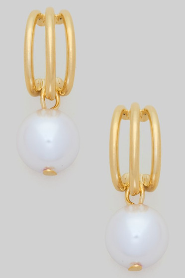 Triple Scoop Hoop With Pearl Charm