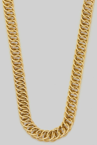 Double Stacked Round Link Textured Chain Necklace