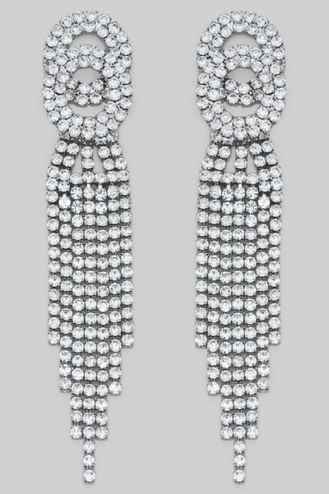 Double Circle Fringe Rhinestone Earrings