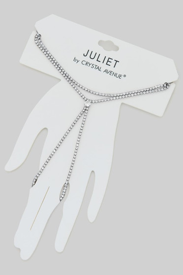 Rhinestone Stone Layered Hand Chain Ring