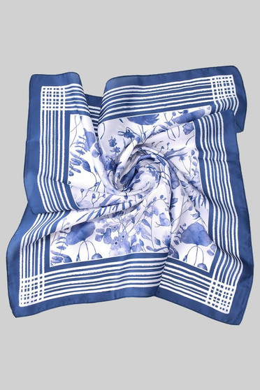 Watercolor Blue And White Flower Pattern Square Scarf