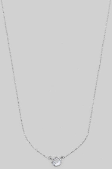 Delicate Solitaire Cz Pendant Necklace