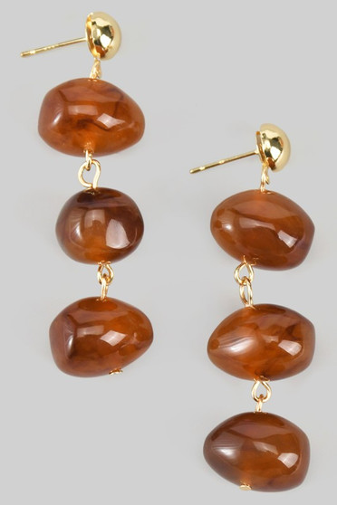 Triple Acrylic Stone Drop Earrings