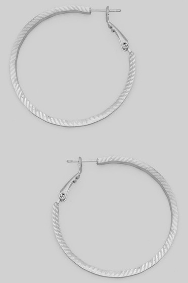 Slash Textured Hinge Hoop Brass Earrings