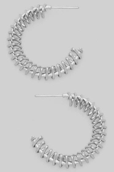 Triangle Link Brass Hoop Earrings
