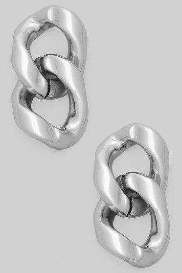 Hammered Essential Brass Chain Link Drop Earrings