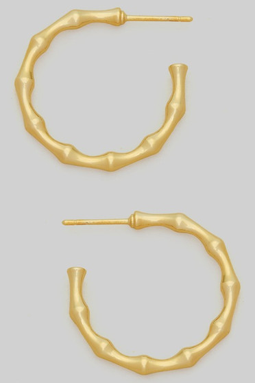14K Gold Dipped One Inch Bamboo Hoops