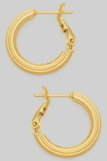 14K Gold Dipped Ridged Three Quarter Inch Hoops