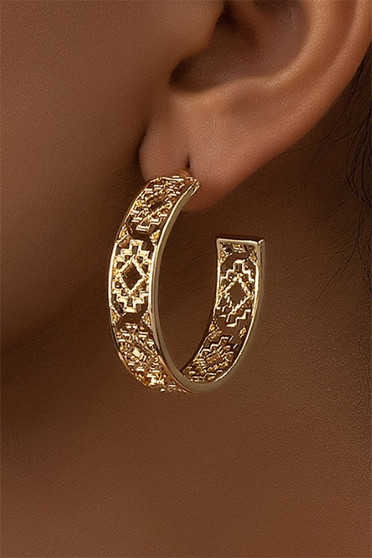 Aztec Cutout Hoop Earrings