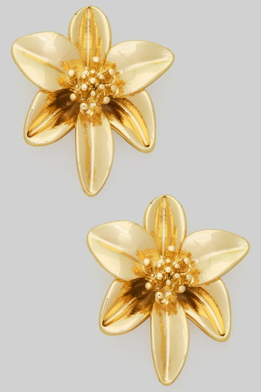 Lavish Brass Flower Post Earrings