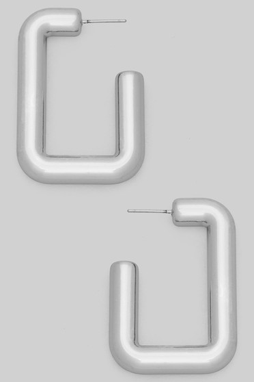 Chunky Brass Rectangular Hoop Earrings