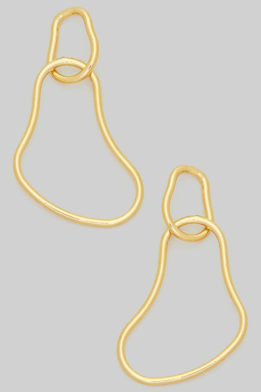Wavy Tiered Brass Drop Earrings