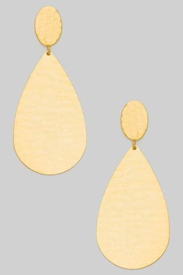Chic Hammered Tear Drop Earrings