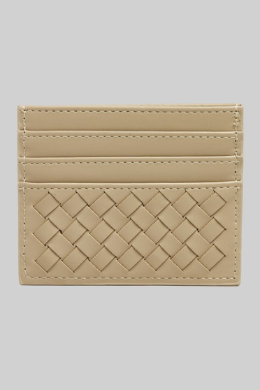Woven Faux Leather Card Wallet