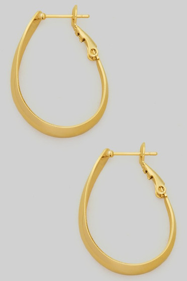 14K Gold Dipped Oval Shaped Hinge Hoops