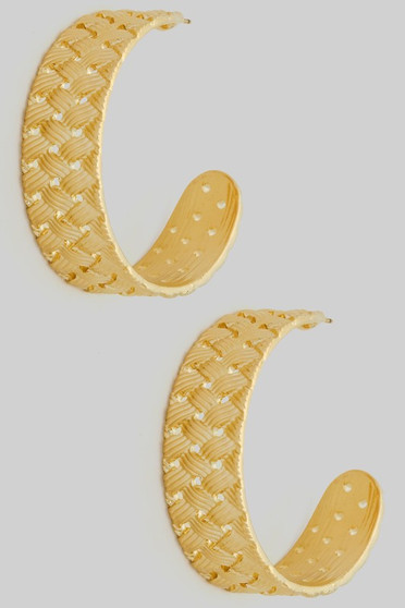 Braided Textured Brass Hoop Earrings