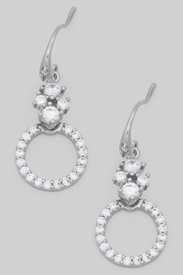Classy Cz Pave Clover And Circle Drop Earrings