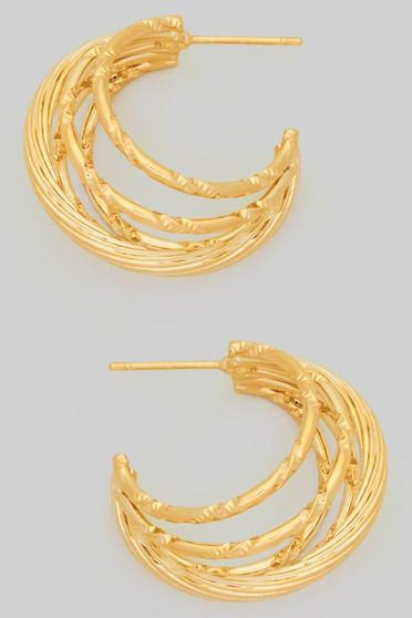 Textured Five Stack Hoop Earrings