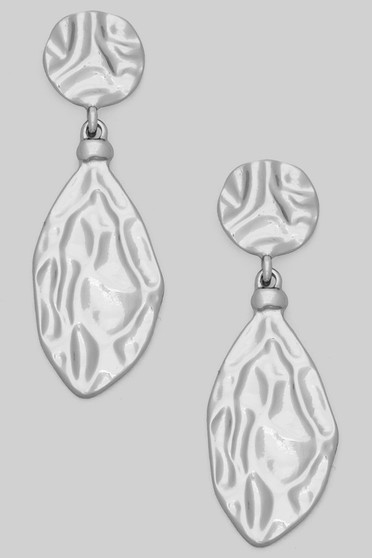 Hammered Geo Brass Drop Earrings