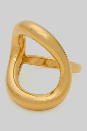 Wavy Geo Cut Out Statement Brass Ring
