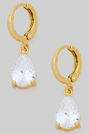 Mini Hoops With Lavish Teardrop Cz Stone