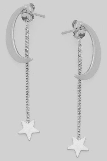 Crescent Moon Ear Jacket With Dangling Star
