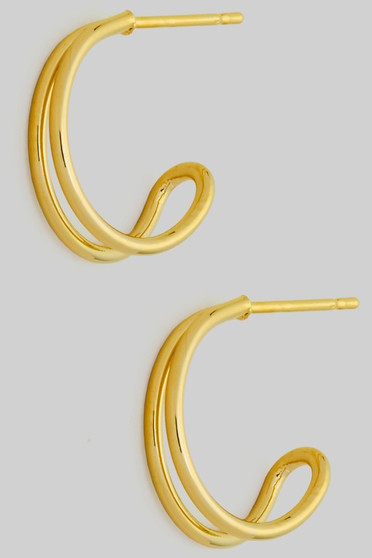 14K Gold Dipped Cut Out Stacked Hoops