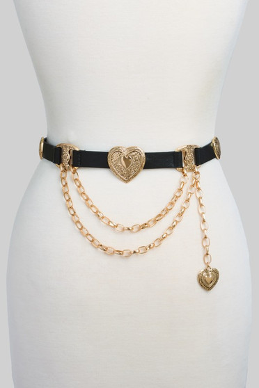 Vintage Heart Concho Link And Heart Charm Drape Be