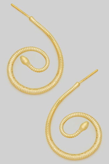 Textured Curled Twist Brass Drop Earrings
