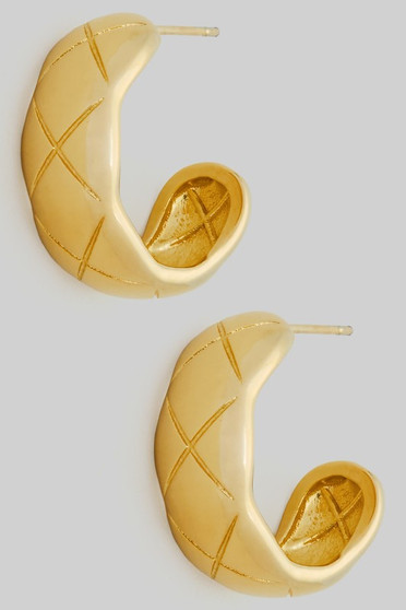 Quilted Brass Scoop Hoop Earrings