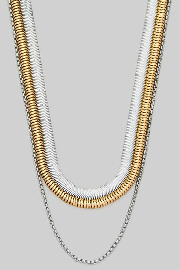 Triple Different Chain Layered Necklace