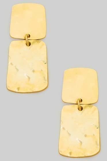 Hammered Tiered Rectangular Drop Earrings