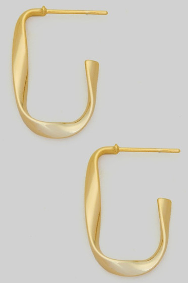 14K Gold Dipped Twisted Open Post Hoops