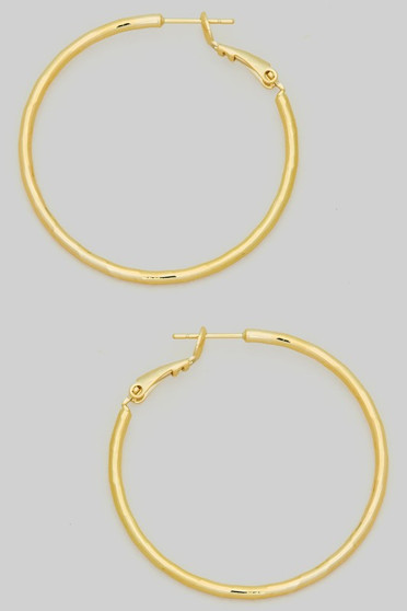 Textured One And Half Inch Brass Hinge Hoop Earrings