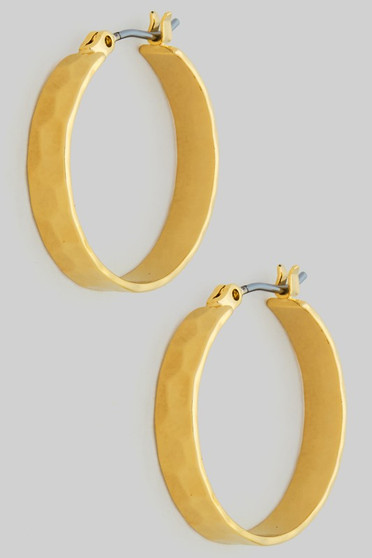 14K Gold Dipped Hammered One Inch Hoops