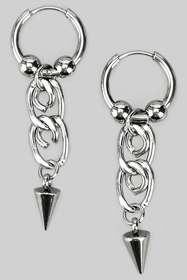 Stainless Steel Hoops With Chain Spike Drops