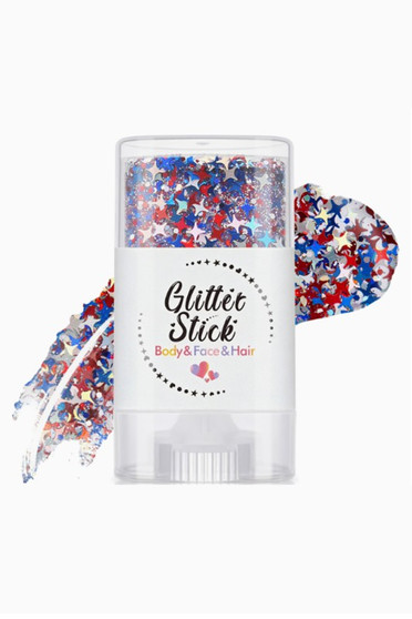 Red White Blue Star Glitter Stick Face Body Hair