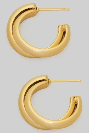 Double Stacked 14K Gold Dipped Hoop Earrings