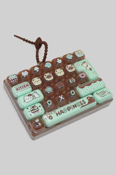 Mint Chocolate Cat Themed Fidget Keyboard Keychain