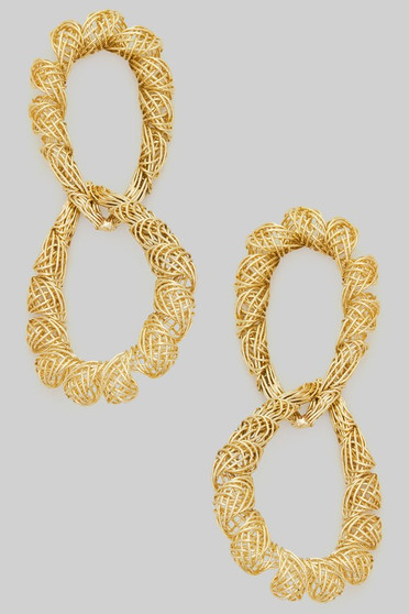 Intricate Twisted Linked Brass Teardrop Earrings
