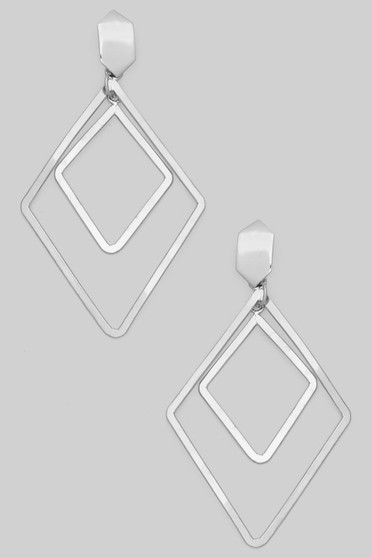 Curved Geo Cutout Brass Drop Earrings