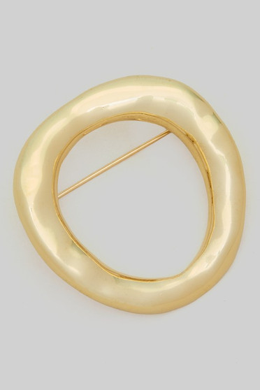 Hammered Brass Circle Brooch Pin