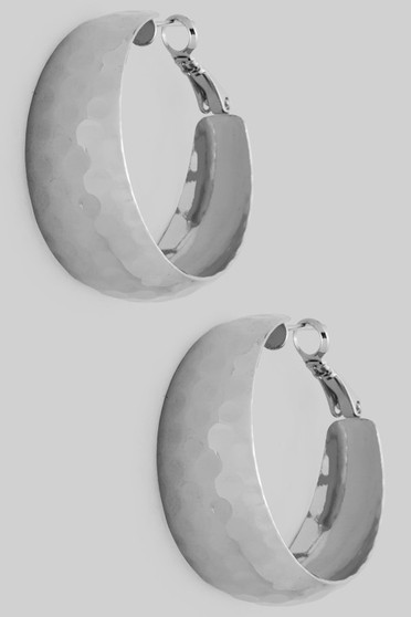 Dimpled Brass Hoop One And A Half Inch Earrings