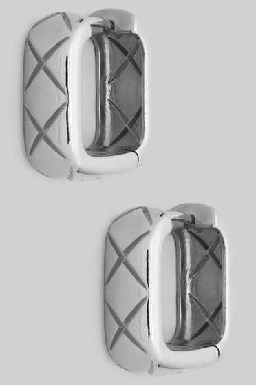 Chubby Square Brass Hoops With Etched Detail